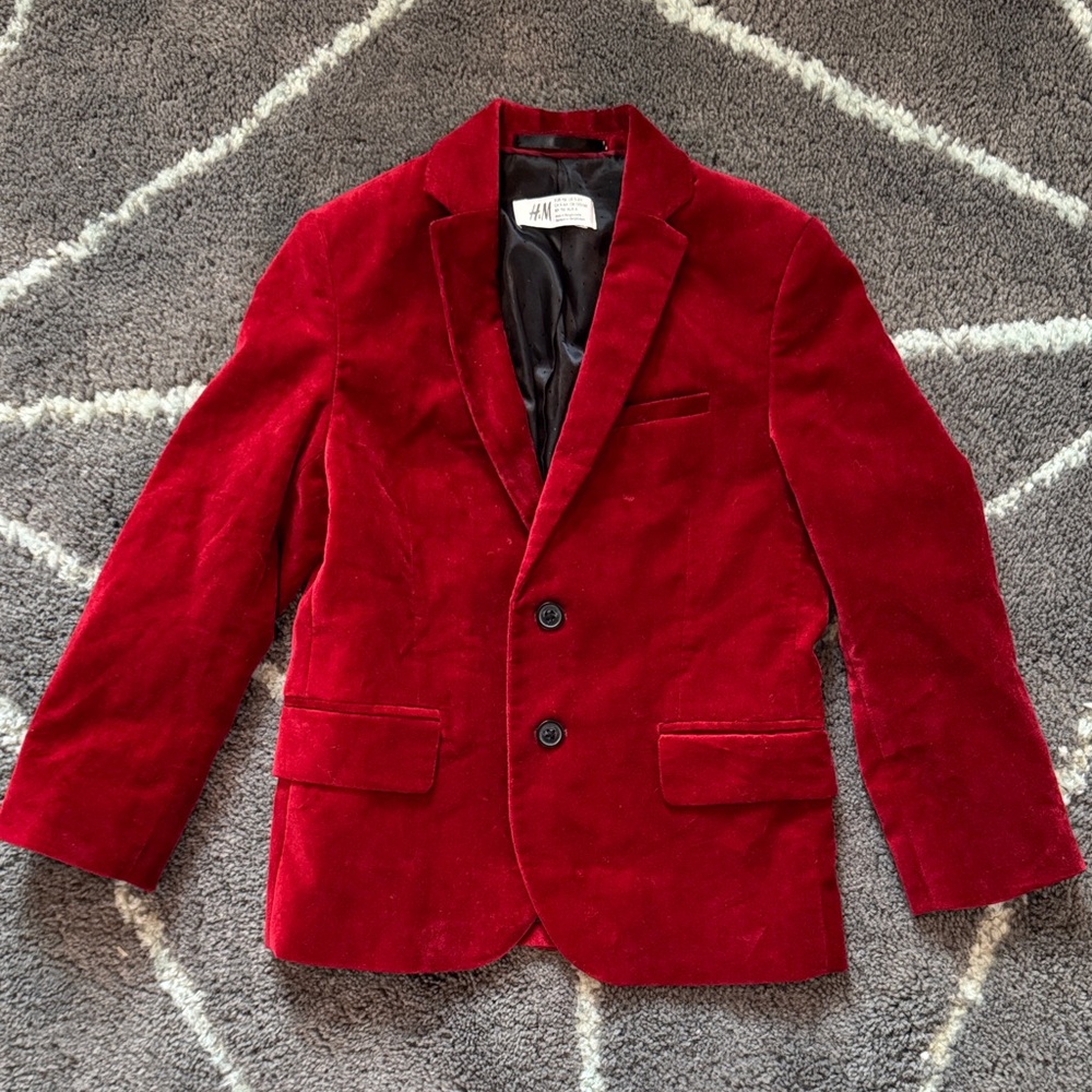 H&M Red Velvet Jacket Blazer Kids 5/6